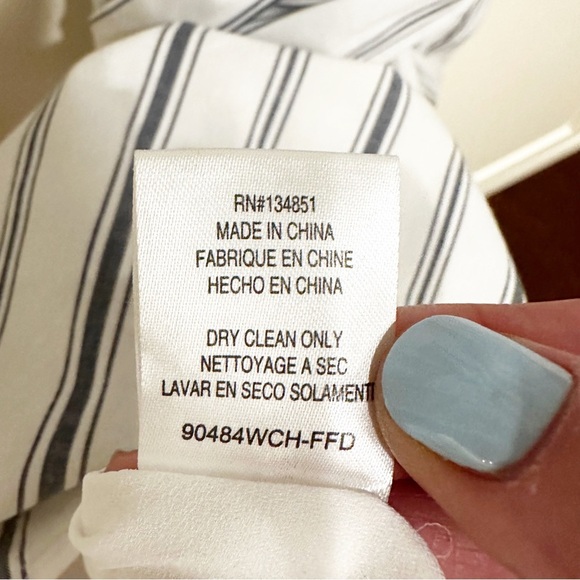 WAYF Women’s Beckett Blue Striped Ruffle Wrap Dress Large Bow Cotton Stretch S - Picture 9 of 13